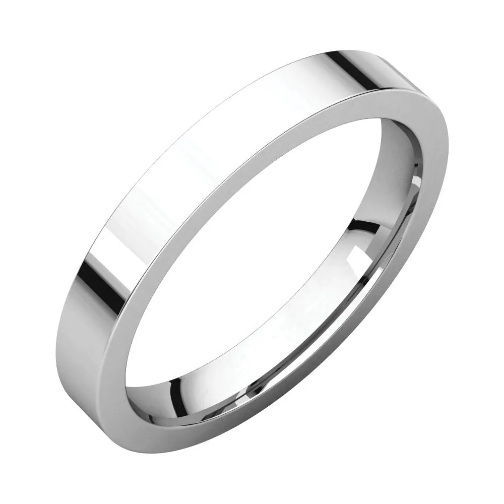 Sterling Silver 3mm Flat Band, Size 8.5