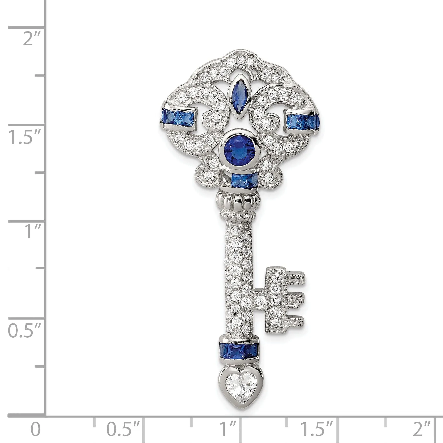 Sterling Silver Blue Cubic Zirconia Key Slide