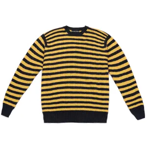 STRIPE CABLE KNIT CREW NECK SWEATER