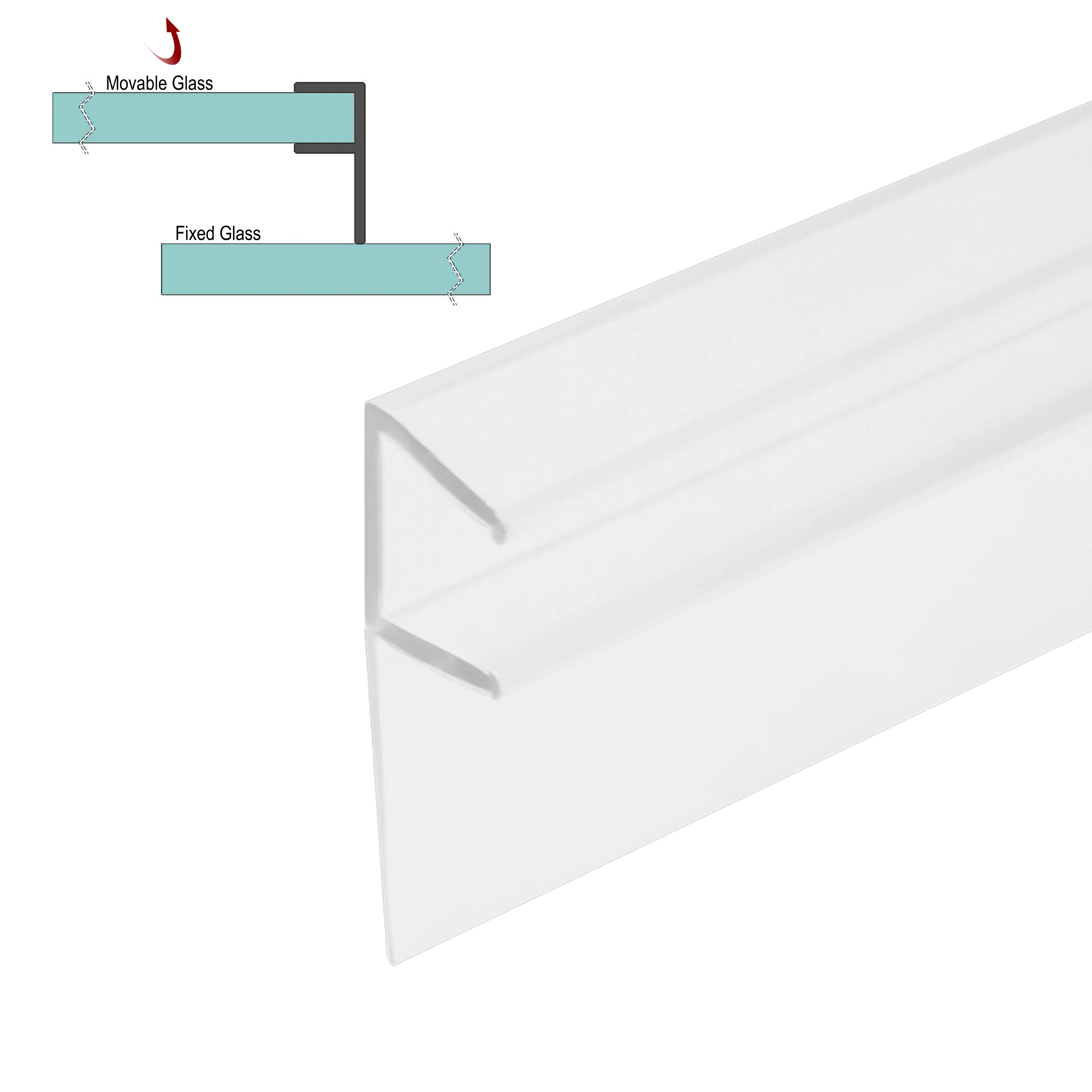 Sweep - 'Slide' Seal for 3/8" Glass (95") - Ultra Clear