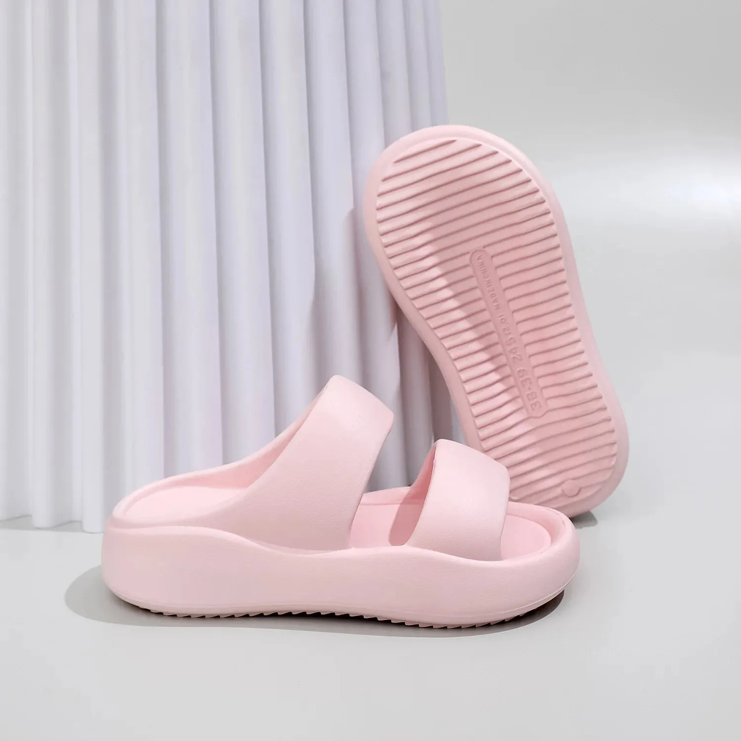 Sweet Women's Fashion Thick EVA Slippers Summer Men Indoor Waterproof Soft Slides Adults Outdoor Candy Color Non-slip Flip Flops
