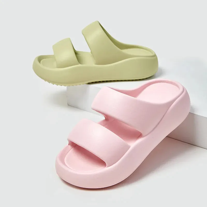 Sweet Women's Fashion Thick EVA Slippers Summer Men Indoor Waterproof Soft Slides Adults Outdoor Candy Color Non-slip Flip Flops