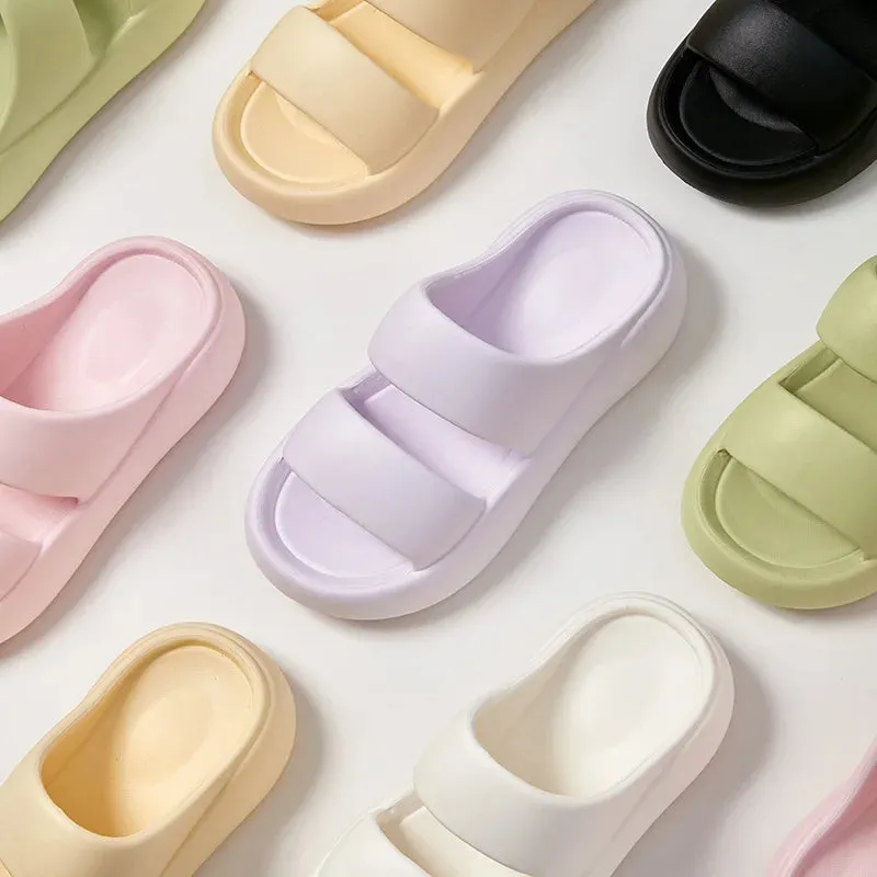 Sweet Women's Fashion Thick EVA Slippers Summer Men Indoor Waterproof Soft Slides Adults Outdoor Candy Color Non-slip Flip Flops