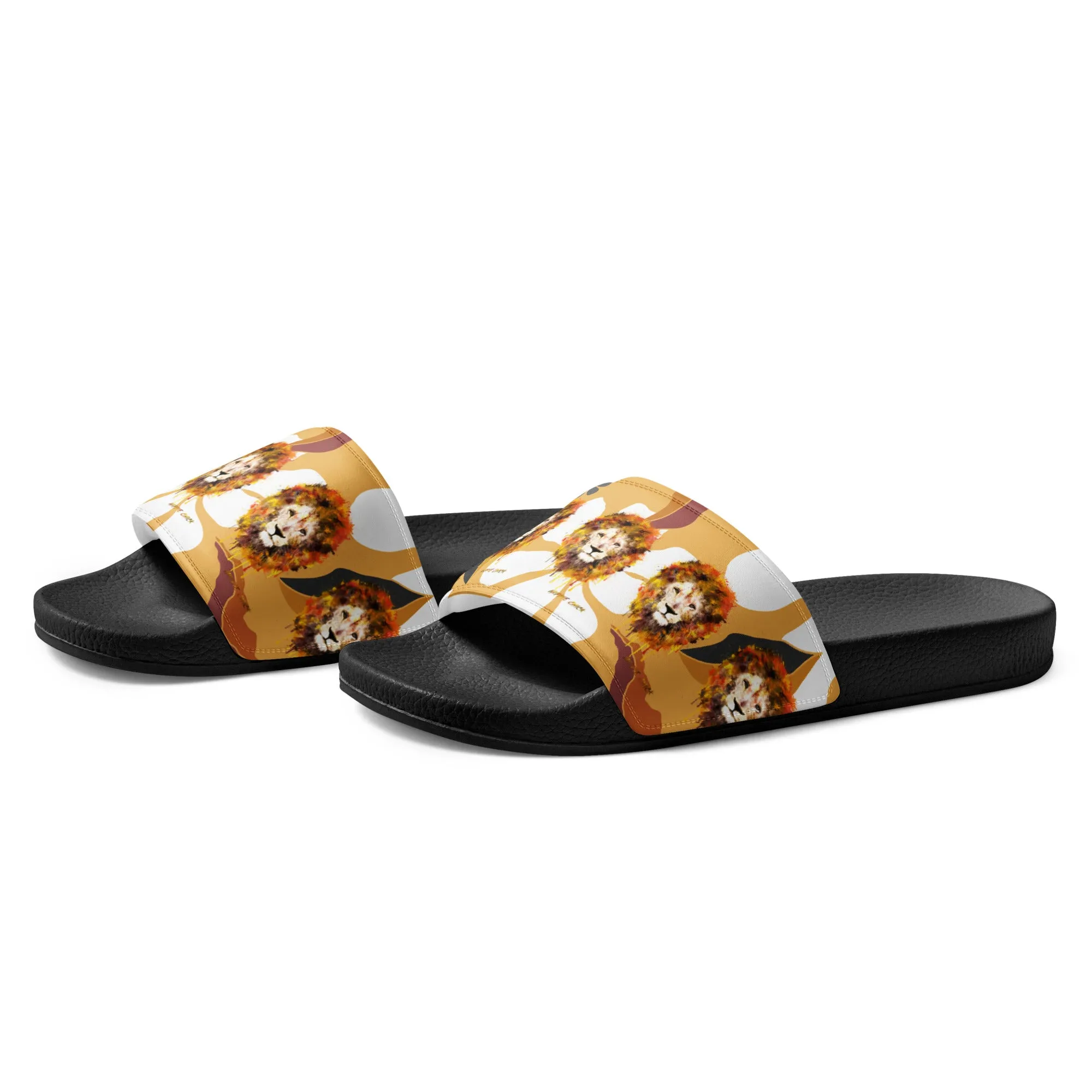 Tan Flowers Women's Slides