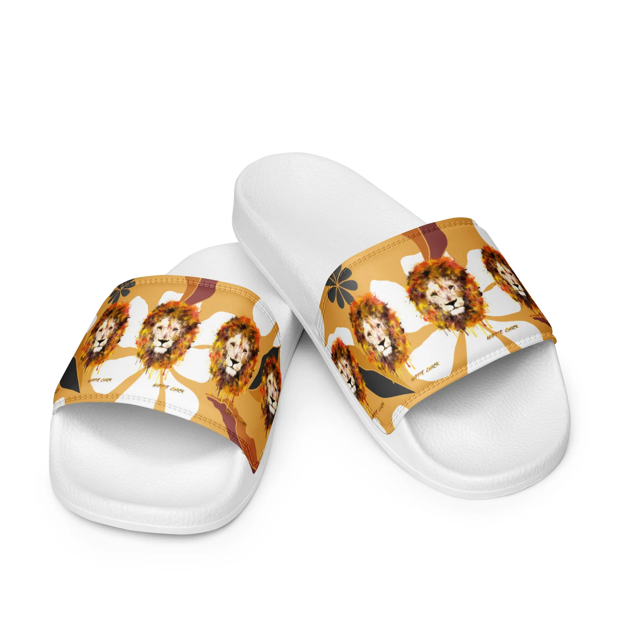 Tan Flowers Women's Slides