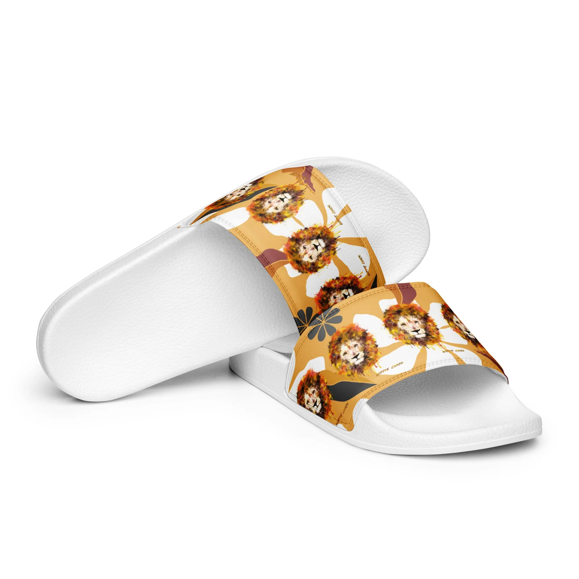 Tan Flowers Women's Slides