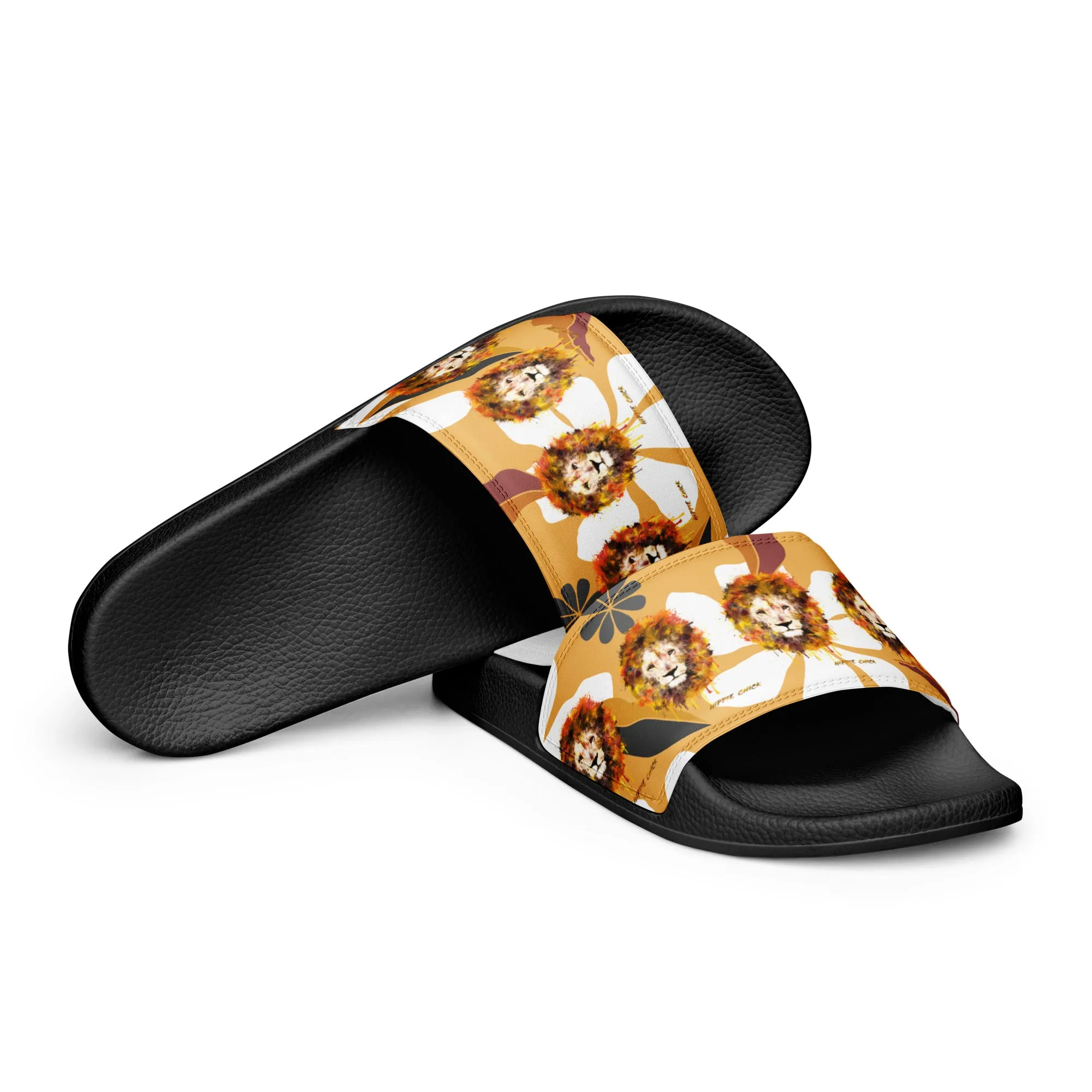 Tan Flowers Women's Slides