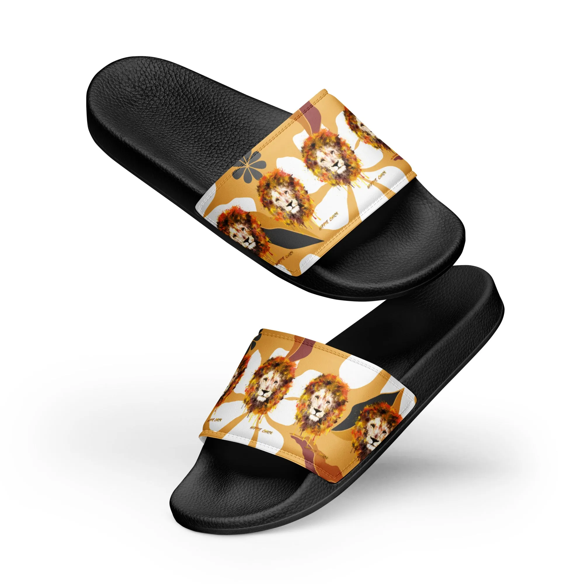 Tan Flowers Women's Slides