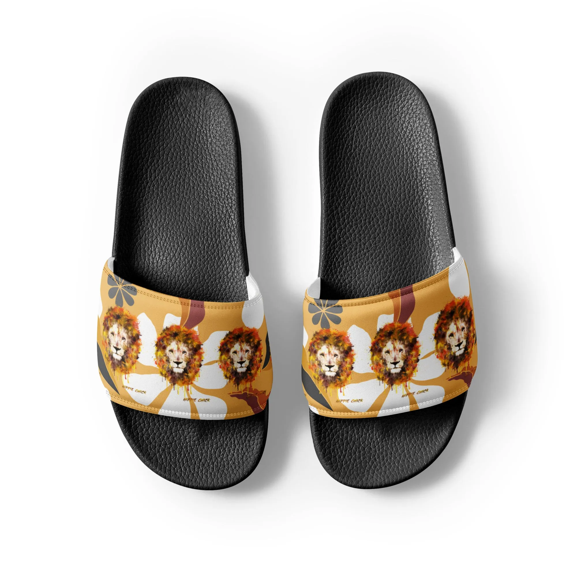 Tan Flowers Women's Slides