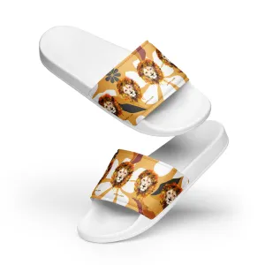 Tan Flowers Women's Slides