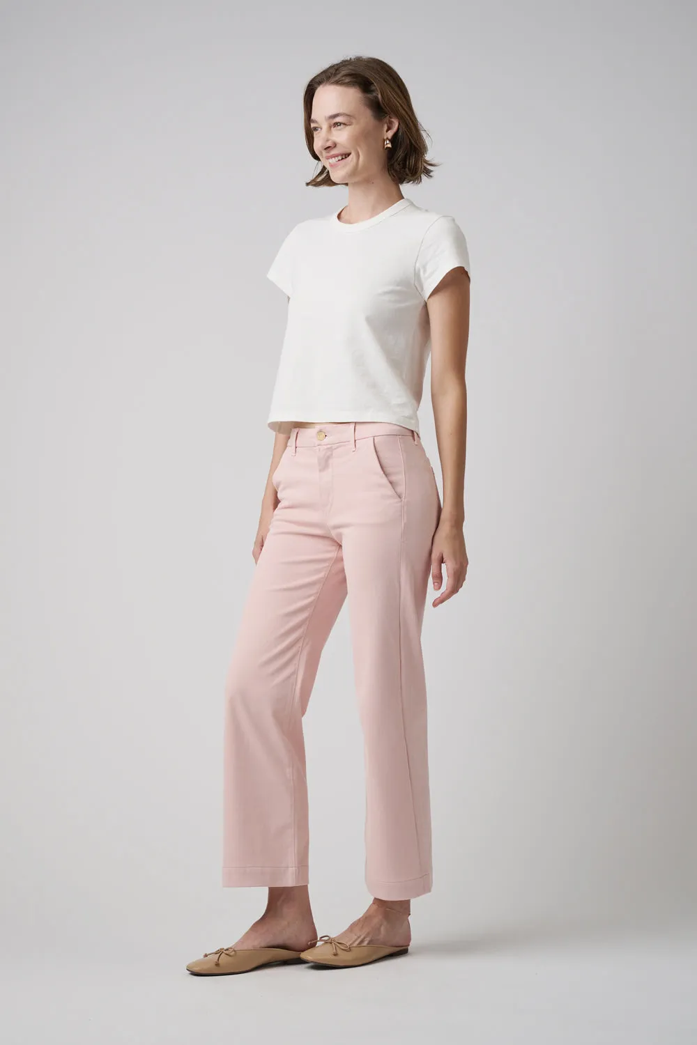 The Malibu Wide Chino Cropped  |  Powdered Rose