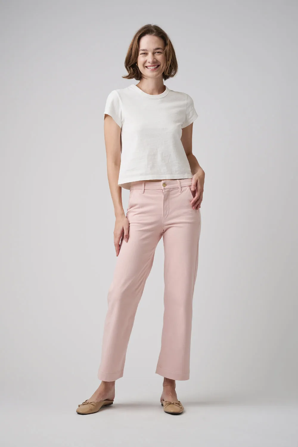 The Malibu Wide Chino Cropped  |  Powdered Rose