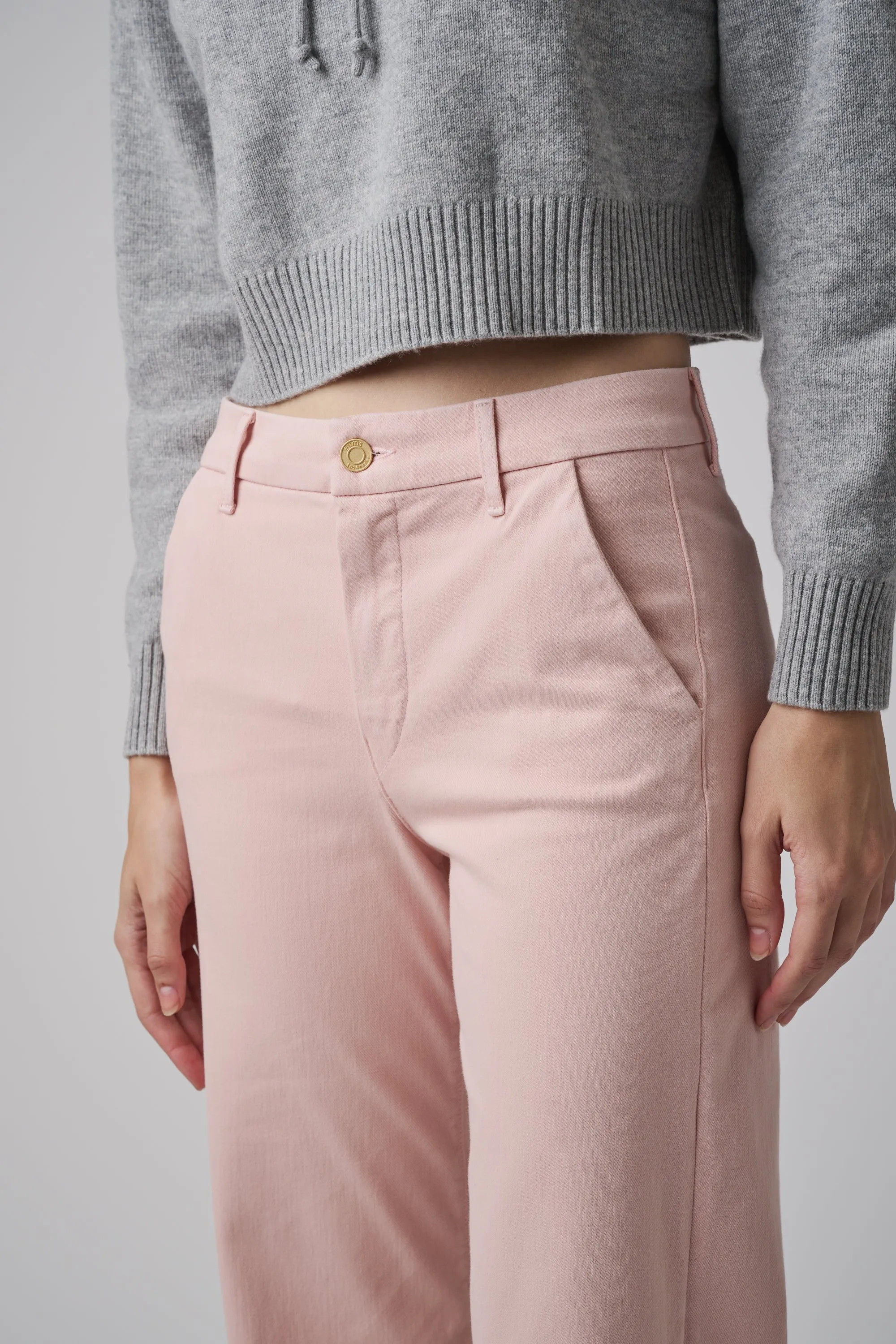 The Malibu Wide Chino Cropped  |  Powdered Rose