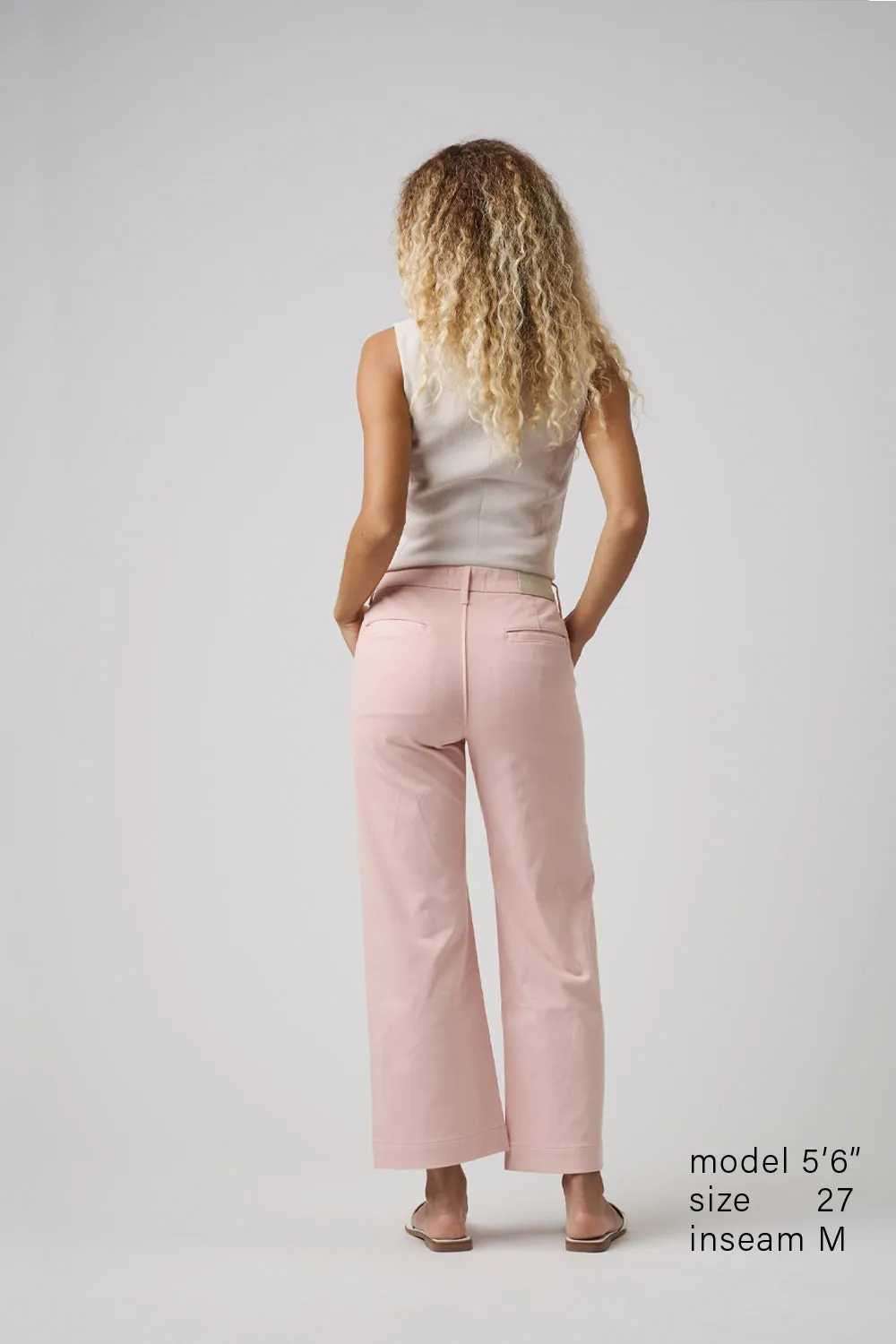 The Malibu Wide Chino Cropped  |  Powdered Rose