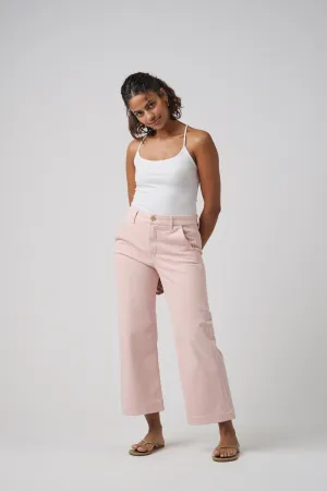 The Malibu Wide Chino Cropped  |  Powdered Rose