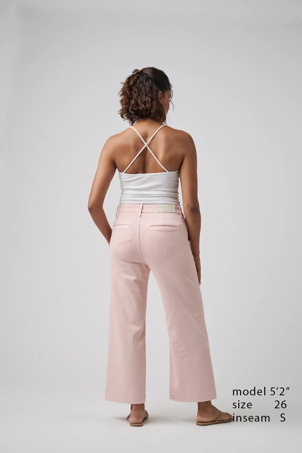 The Malibu Wide Chino Cropped  |  Powdered Rose