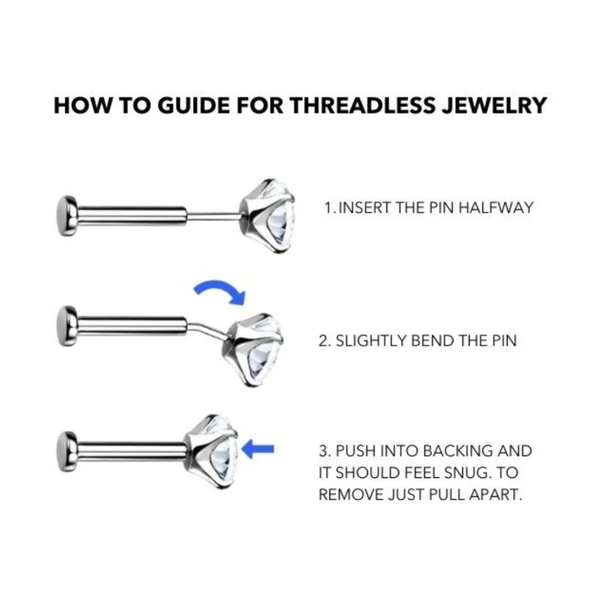 Titanium Threadless Flat Back Elephant Earring