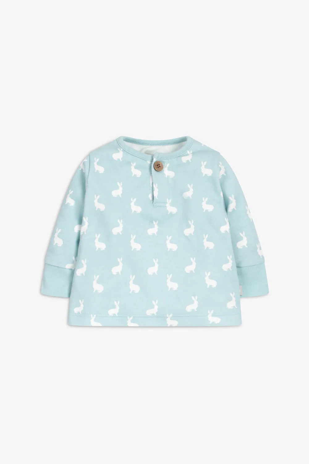 Top and Pants Set, sky blue hare print