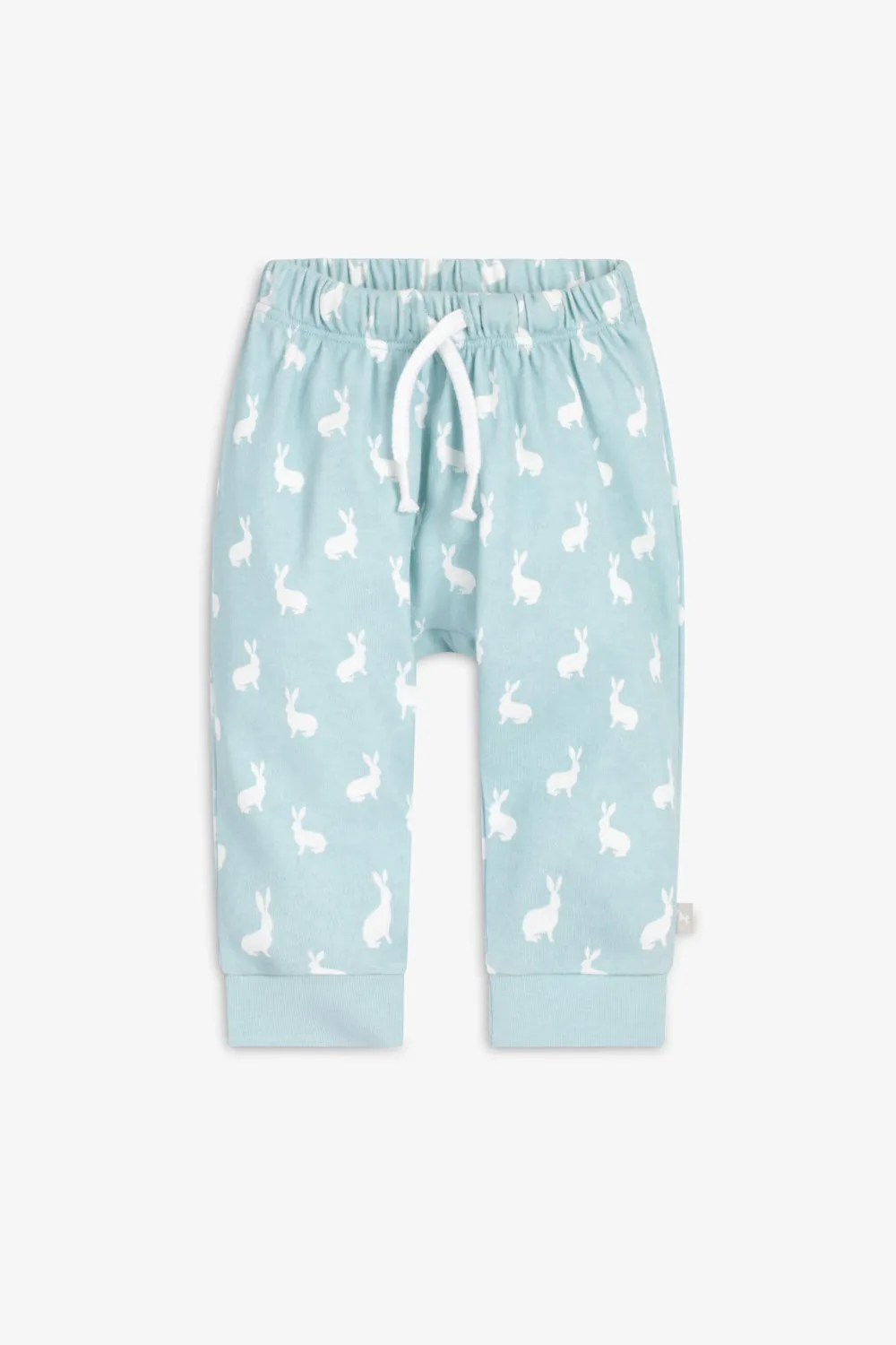 Top and Pants Set, sky blue hare print