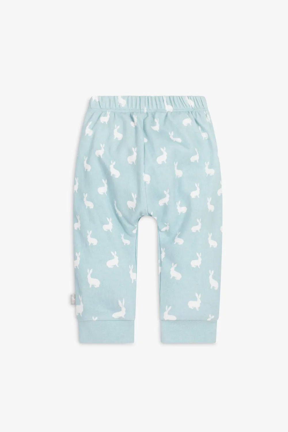 Top and Pants Set, sky blue hare print