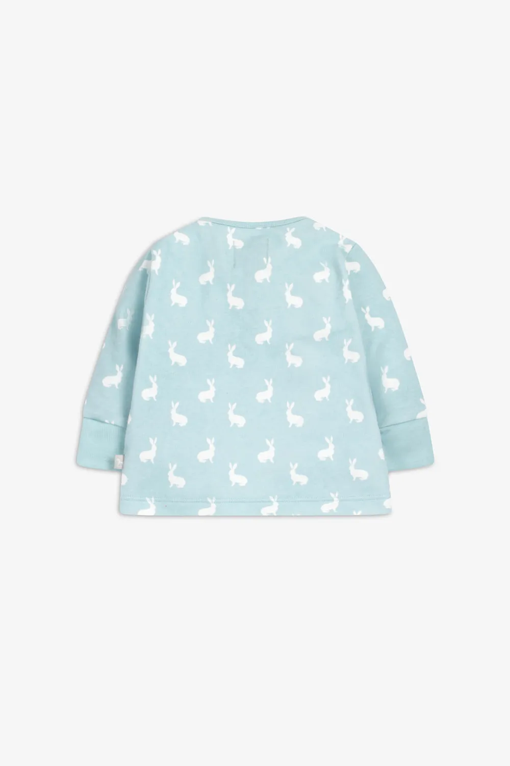 Top and Pants Set, sky blue hare print