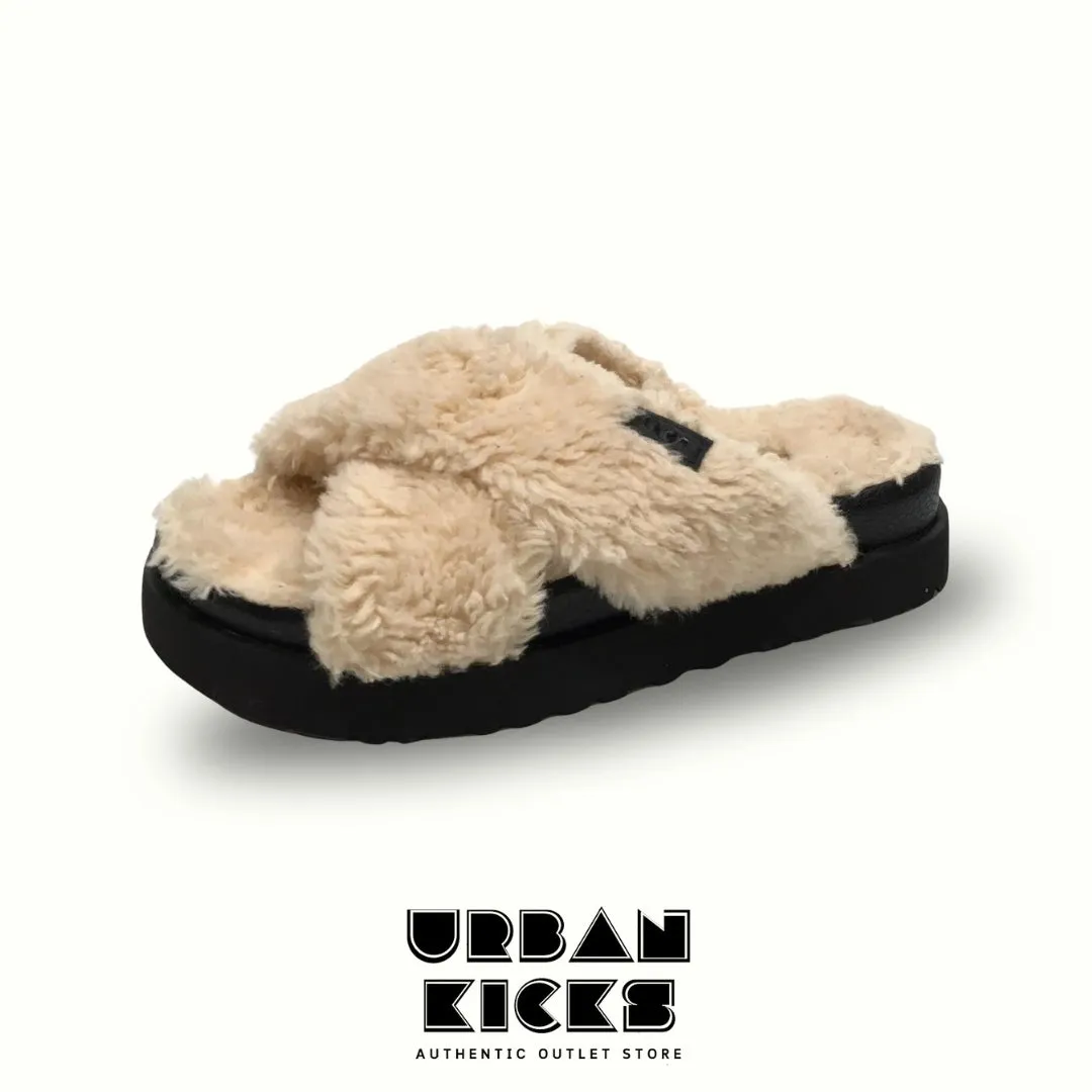 UGG Fuzz Sugar Cross Slide – Natural