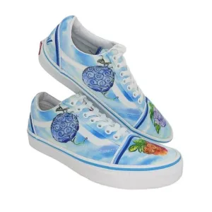 VANS Old Skool Devil Fruit Womens Pre-owned Blue w/Graphics Sneakers - sz. 9 WOW