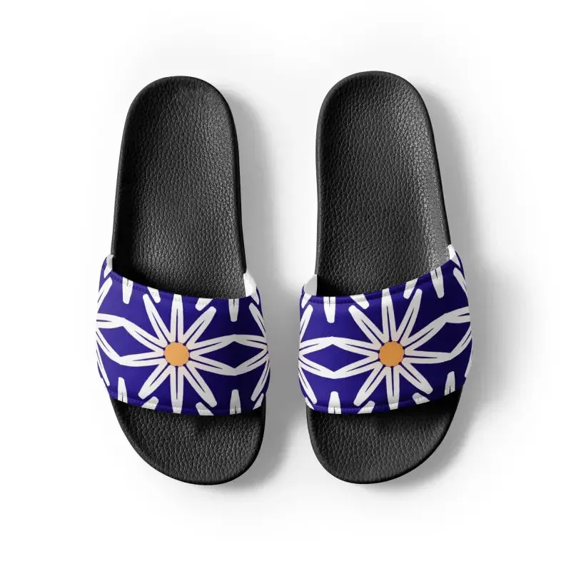 Vibrant Blue Pattern Womens Slides for Endless Summer