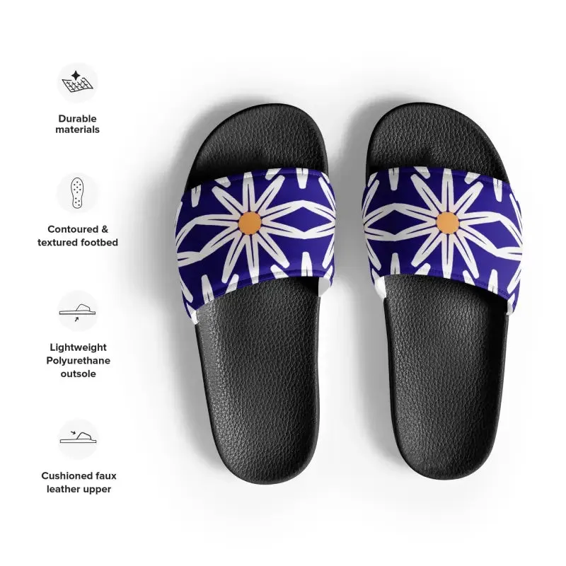 Vibrant Blue Pattern Womens Slides for Endless Summer