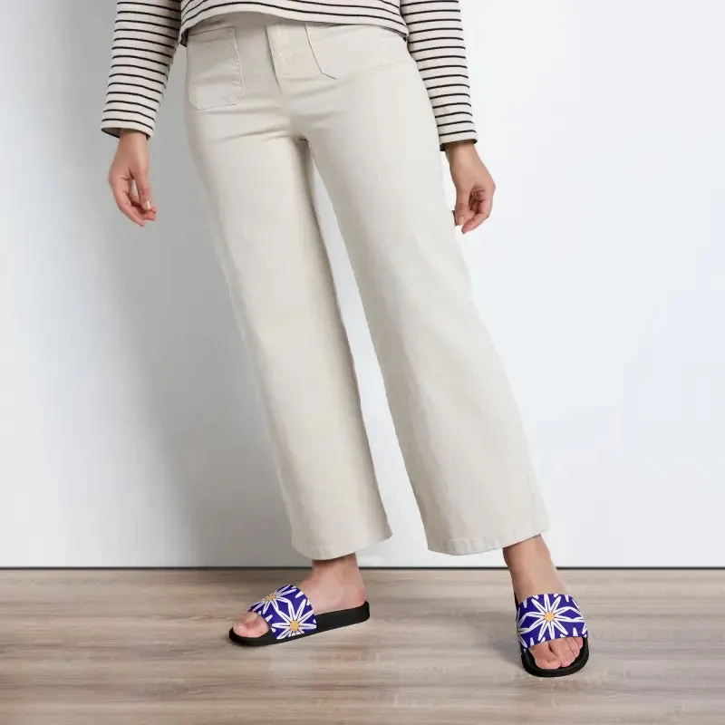 Vibrant Blue Pattern Womens Slides for Endless Summer