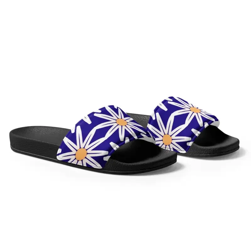 Vibrant Blue Pattern Womens Slides for Endless Summer
