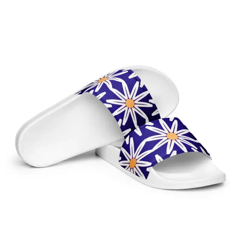 Vibrant Blue Pattern Womens Slides for Endless Summer