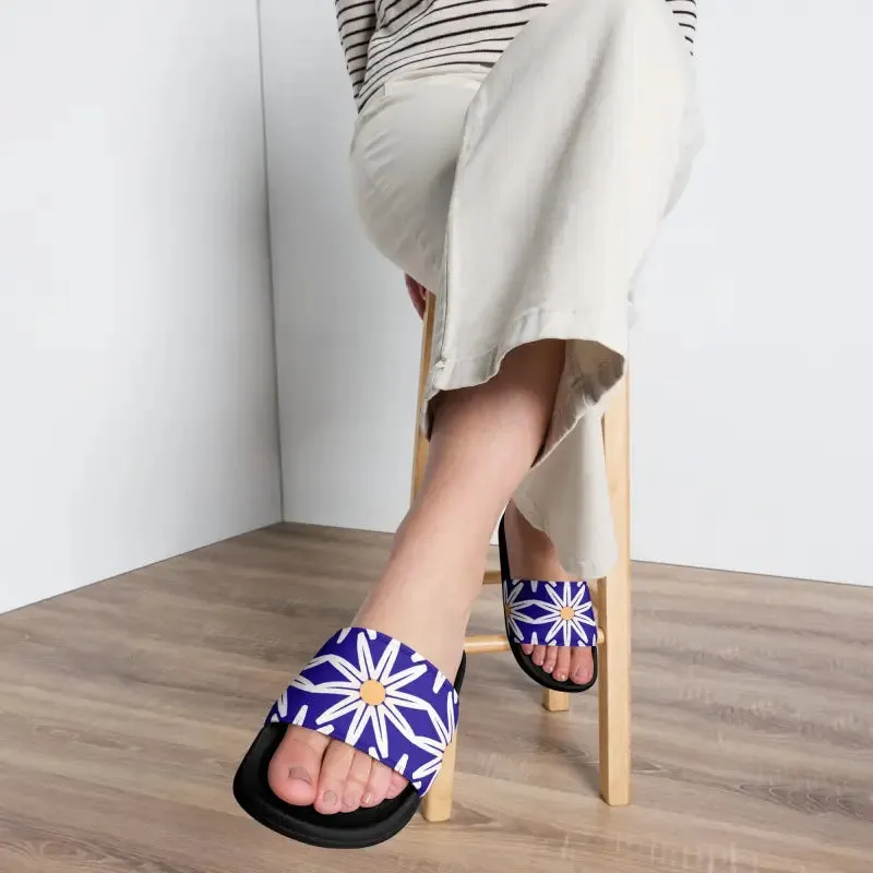 Vibrant Blue Pattern Womens Slides for Endless Summer