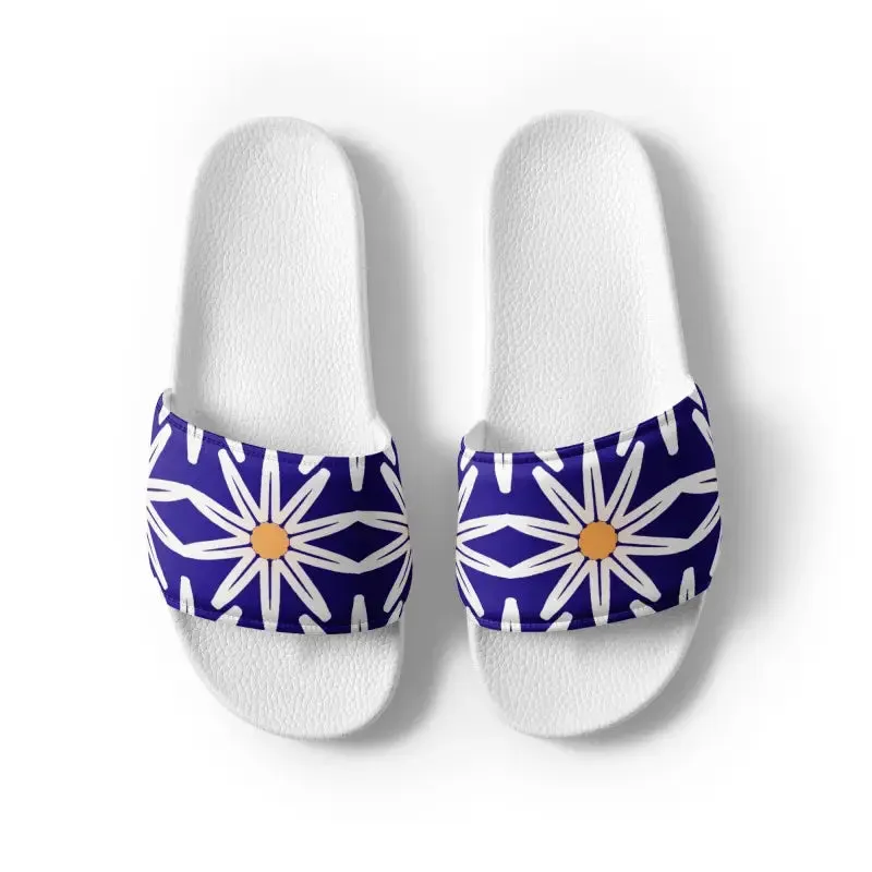 Vibrant Blue Pattern Womens Slides for Endless Summer