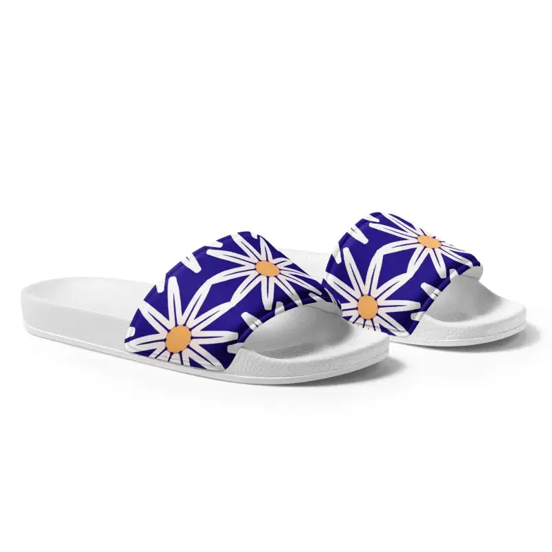 Vibrant Blue Pattern Womens Slides for Endless Summer