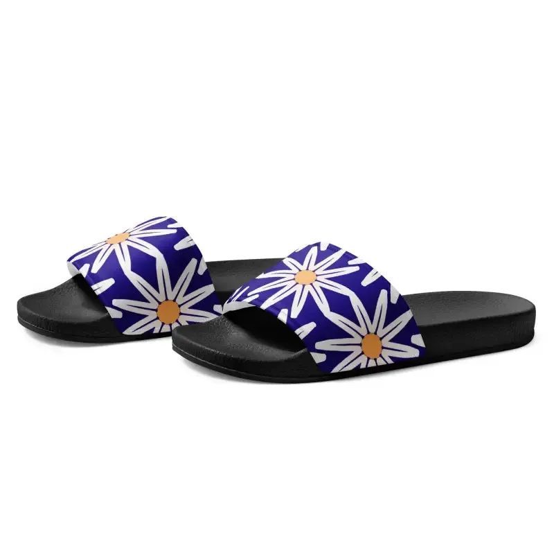 Vibrant Blue Pattern Womens Slides for Endless Summer