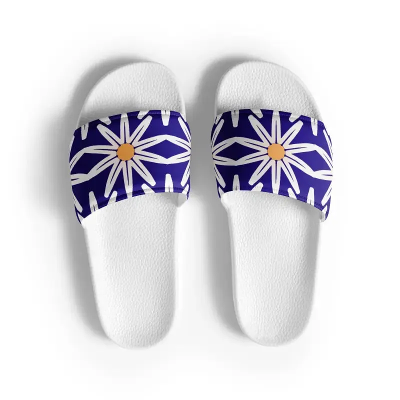 Vibrant Blue Pattern Womens Slides for Endless Summer