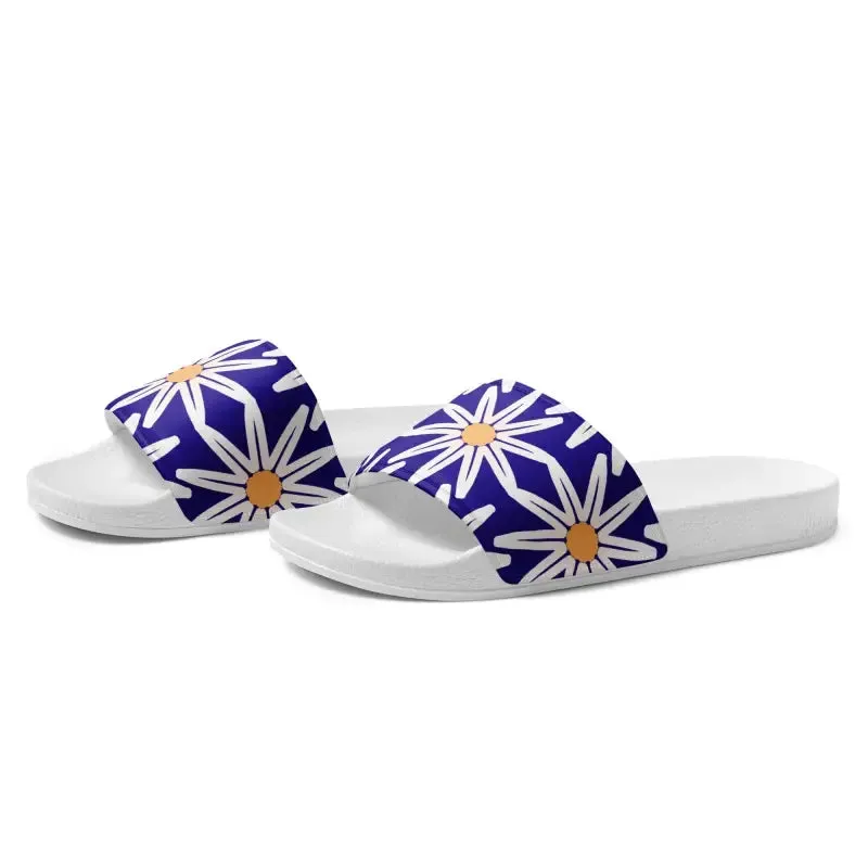 Vibrant Blue Pattern Womens Slides for Endless Summer