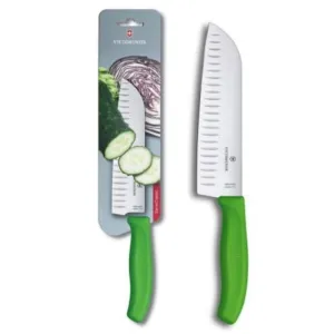 Victorinox Swiss Classic Santoku Knife Fluted Blade -Green 17cm Blister V6.8526.17L4B