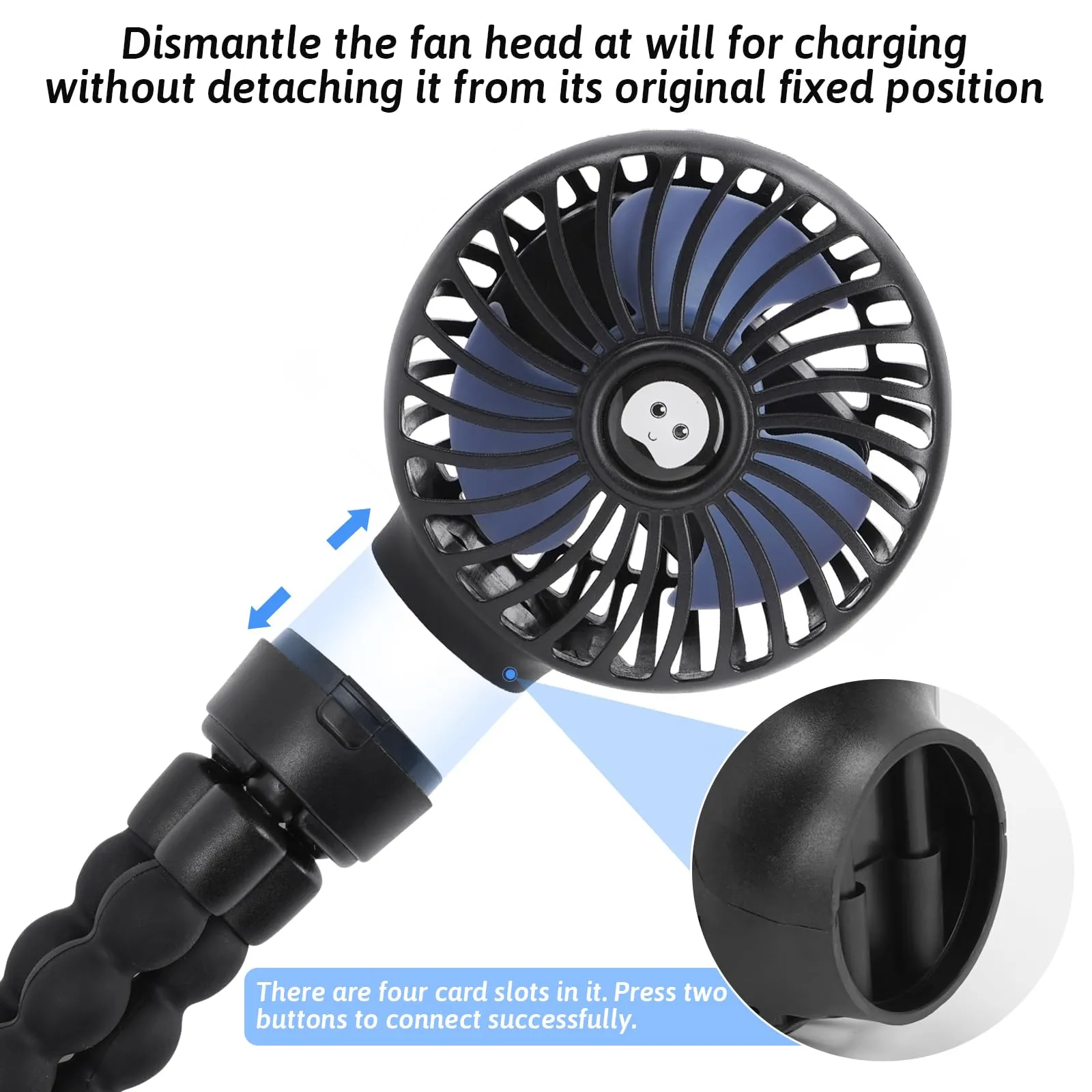 welodorir Pram Fan, Stroller Fan Portable Handheld Personal Baby Car Seat Mini Small USB Desk Clip On Fan with Flexible Tripod for Crib Office Treadmill Bike Travel