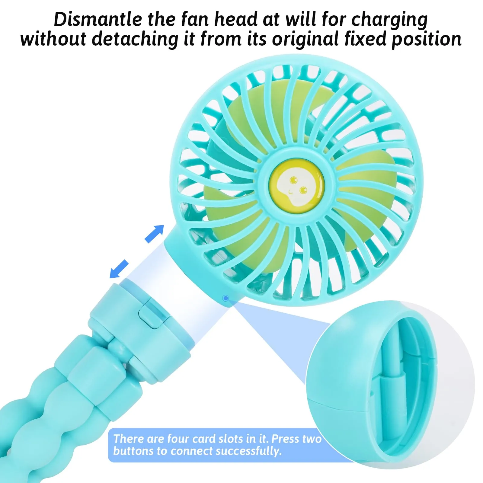 welodorir Pram Fan, Stroller Fan Portable Handheld Personal Baby Car Seat Mini Small USB Desk Clip On Fan with Flexible Tripod for Crib Office Treadmill Bike Travel