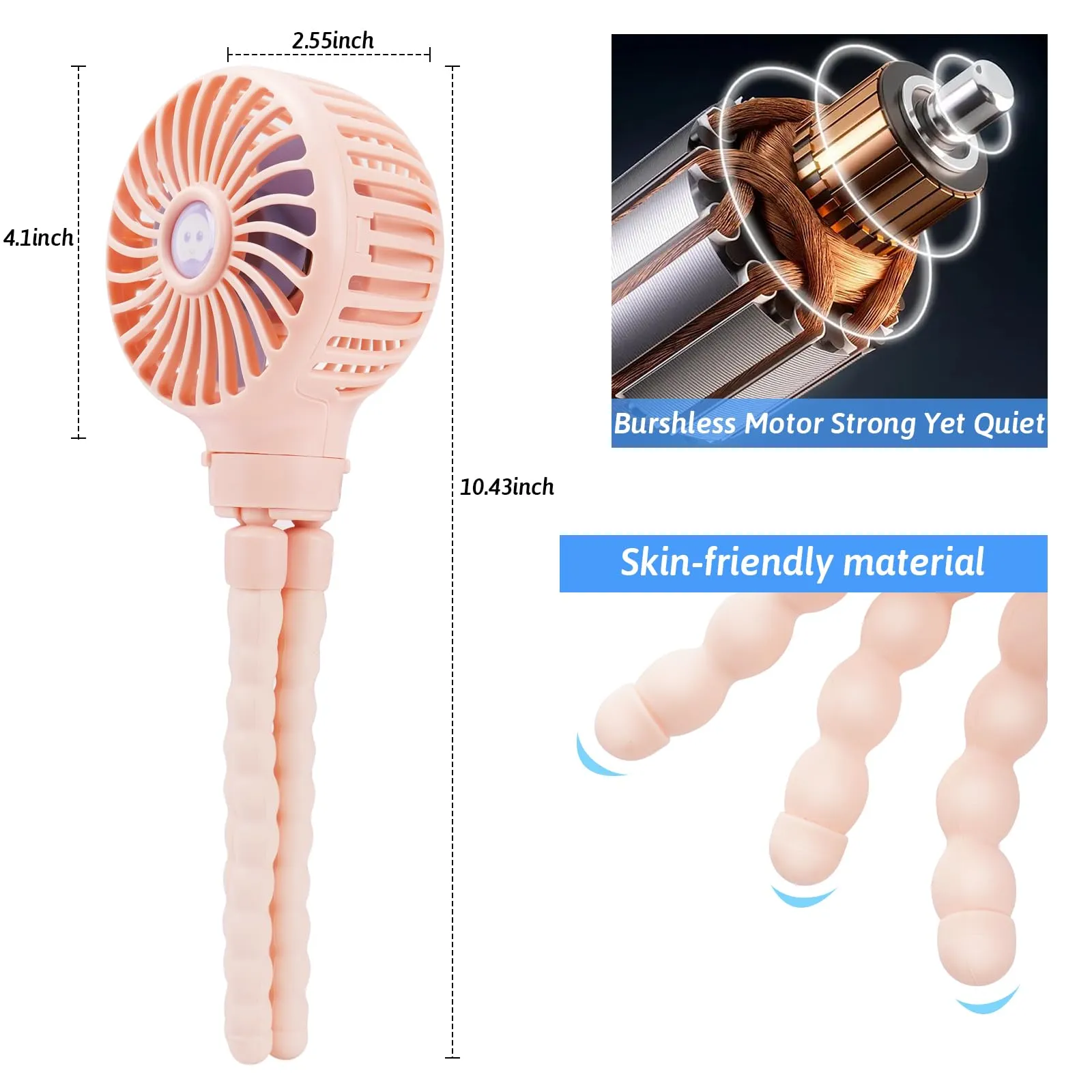 welodorir Pram Fan, Stroller Fan Portable Handheld Personal Baby Car Seat Mini Small USB Desk Clip On Fan with Flexible Tripod for Crib Office Treadmill Bike Travel