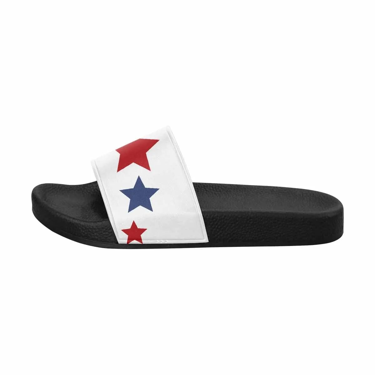 Womens Slide Sandals - Red and Blue Stars Print